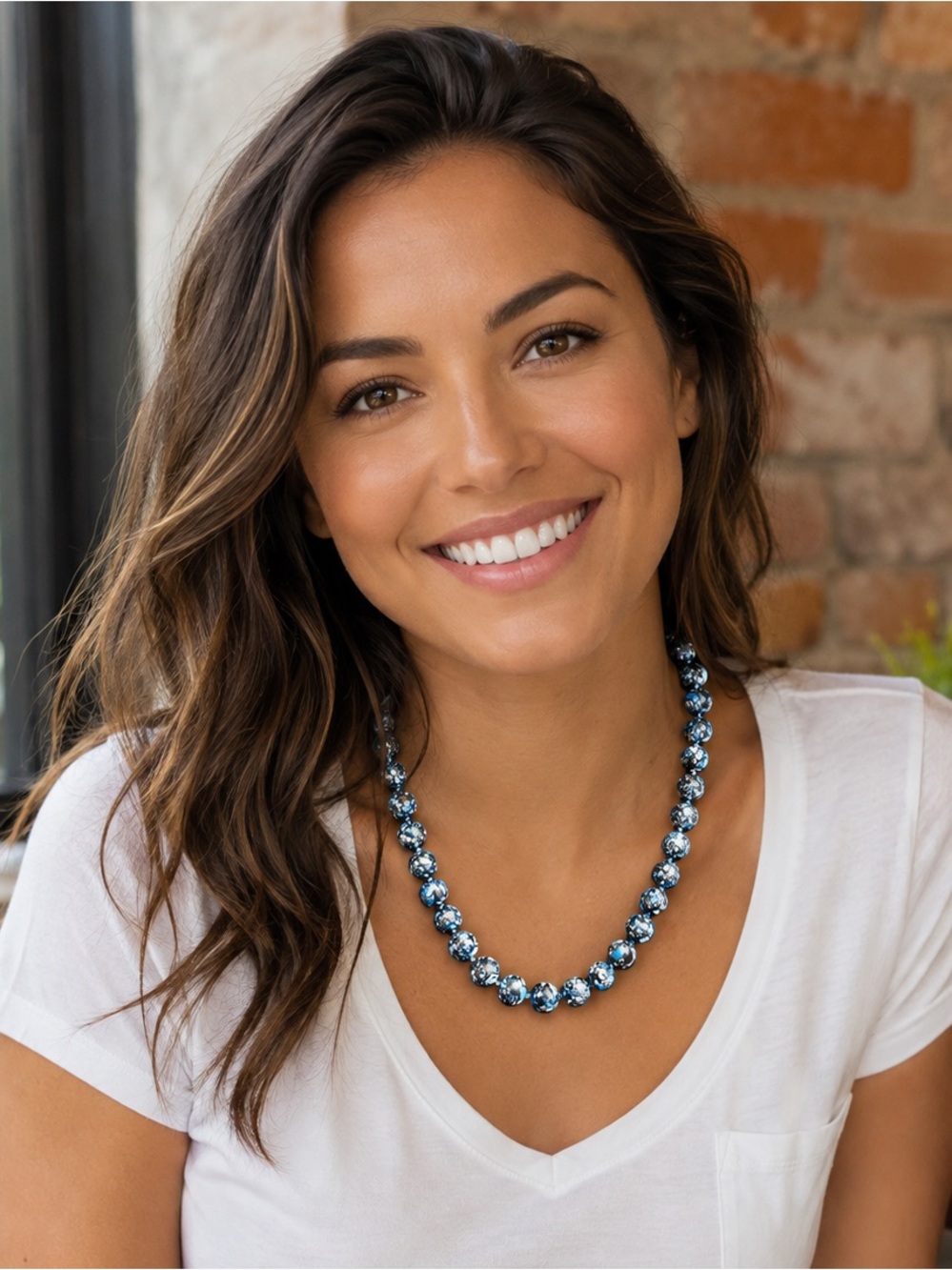 Hand Knotted Blue Stone Necklace